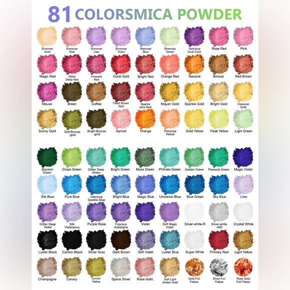 🌟81 Mica Powder Colors! 10g/Bottle of Natural Pigment Powders! Versatile uses! - Picture 2 of 7